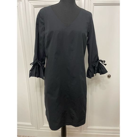 J. Crew Dresses & Skirts - J.Crew Style H5399 Women's Ruffle Tie-Sleeve Black Mini Shift Dress Size 10